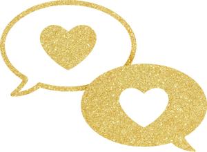 Static Gold Hearts in Speech Bubbles