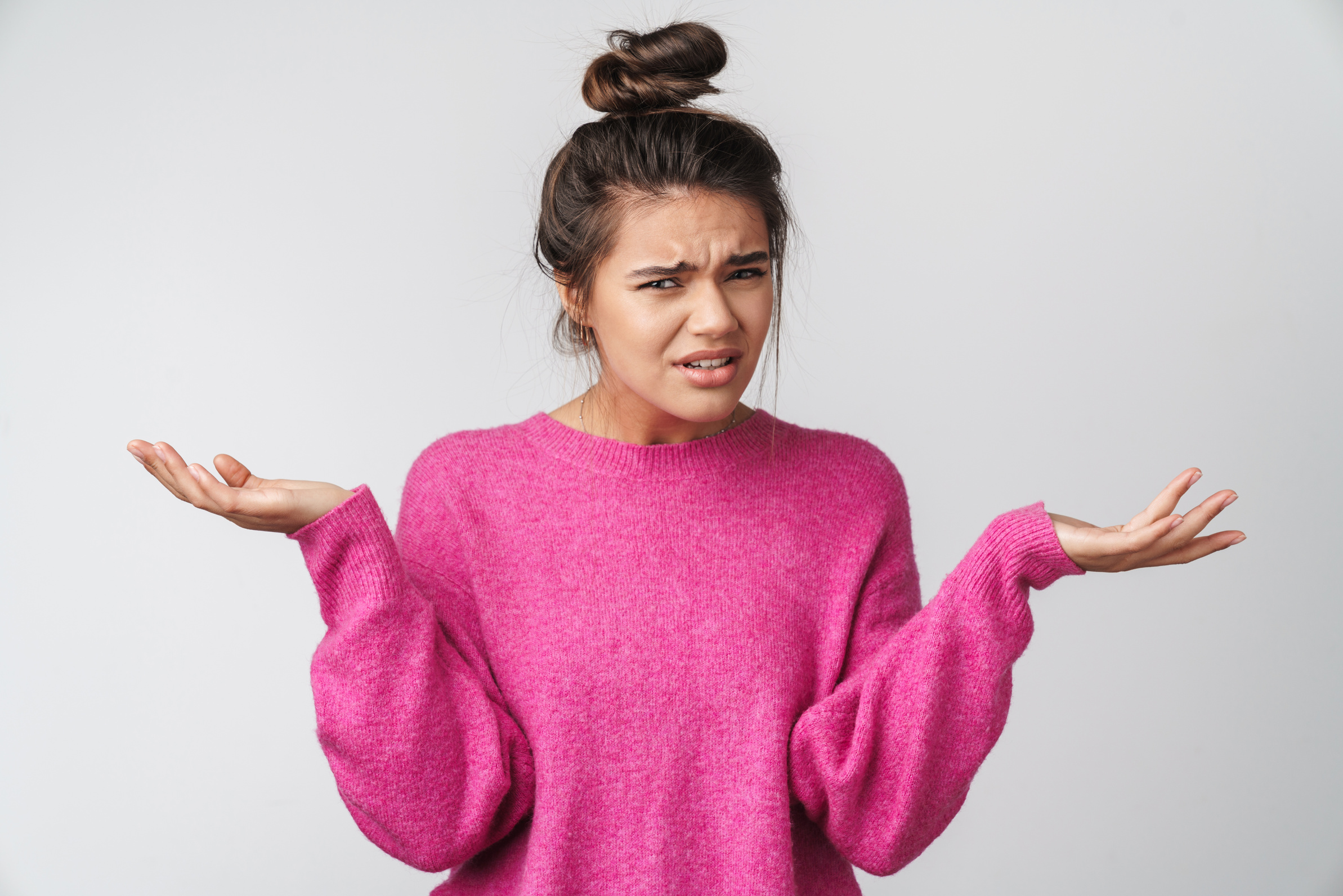 Portrait of Upset Woman Making Gestures